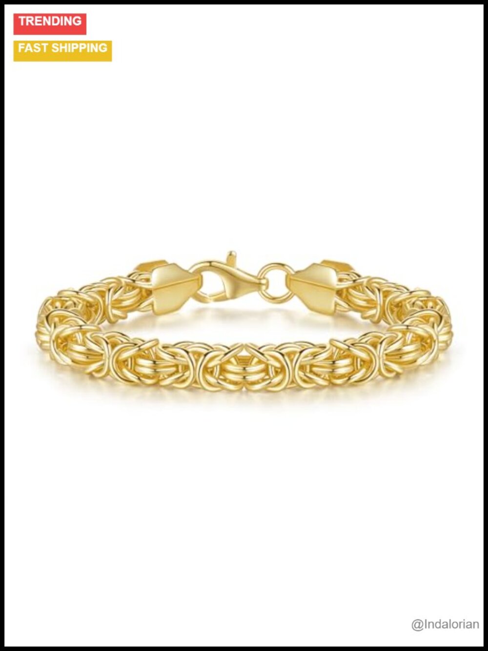 14K Gold Plated Byzantine Link Chain Bracelet Unisex